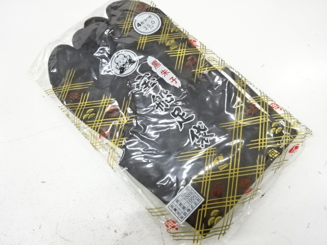 JAPANESE KIMONO / UNUSED BLACK TABI SOCKS (25 cm / 4 clasps) / COTTON / BY FUKSKE
